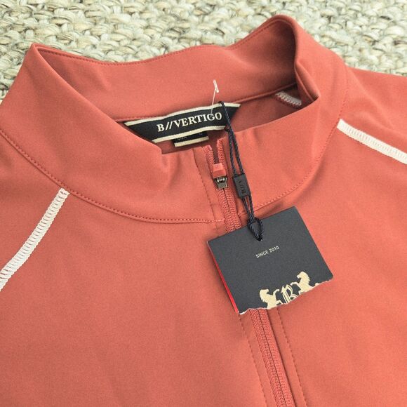 B Vertigo Women's Sz 12 Adara Cool Tech Training Shirt Mineral Red Coral SS NEW - Picture 3 of 12